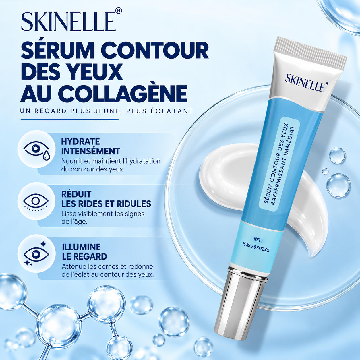 SKINELLE® Sérum Contour des Yeux Raffermissant à Effet Liftant