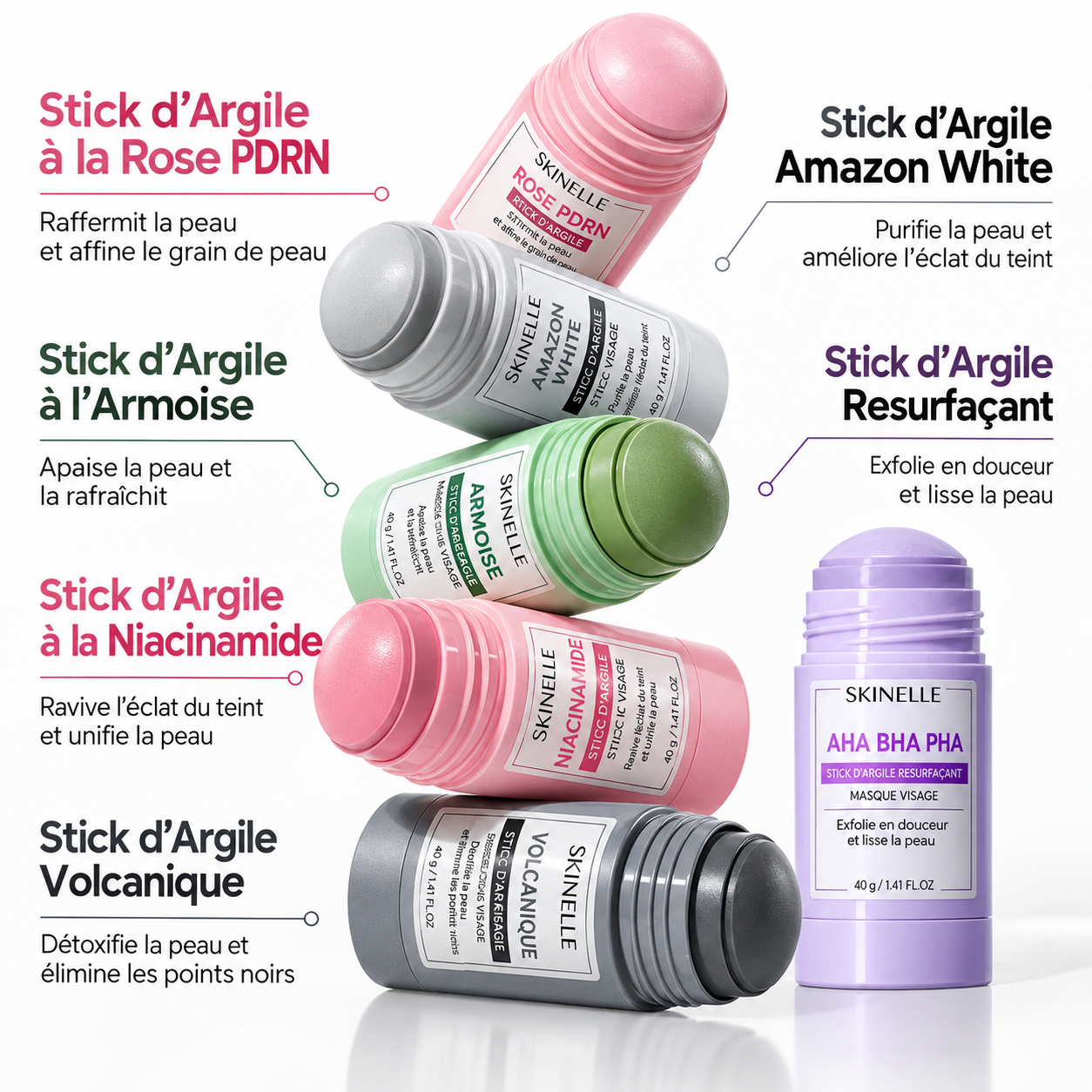 SKINELLE Stick d’Argile Purifiant pour les Pores
