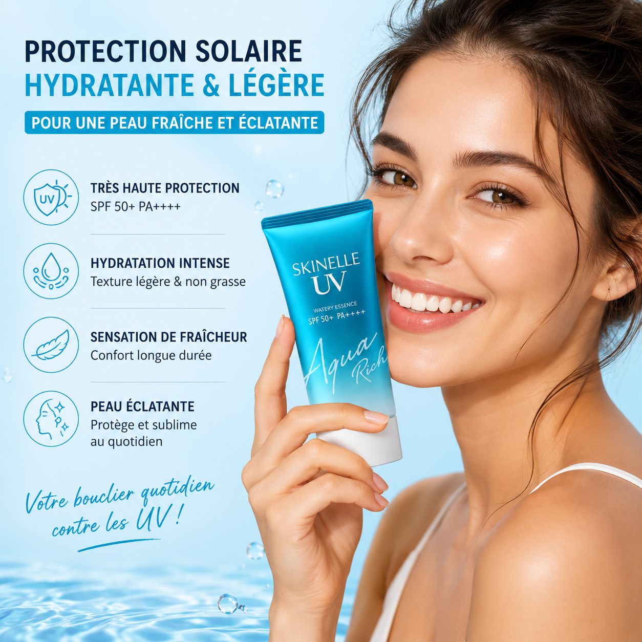 SKINELLE UV Aqua Rich Crème Solaire Anti-Âge SPF 50+ PA++++