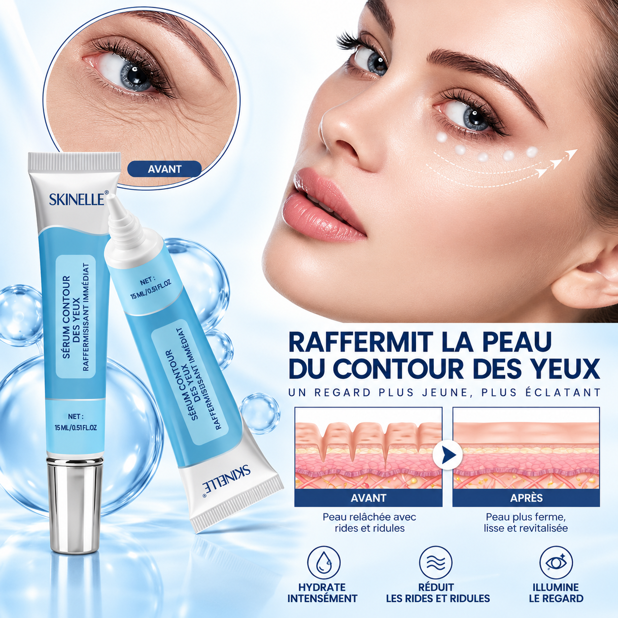 SKINELLE® Sérum Contour des Yeux Raffermissant à Effet Liftant