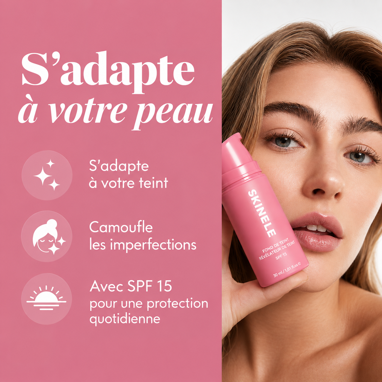 SKINELLE – Fond de Teint Révélateur de Teint SPF 15