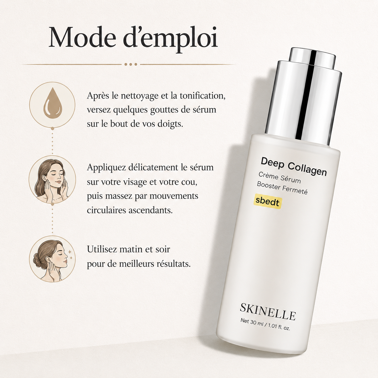 Skinelle – Sérum-Crème Anti-Âge au Collagène Profond