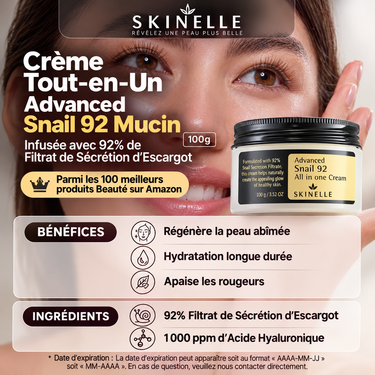 Retrouvez une peau plus jeune avec la Crème Advanced Snail 92