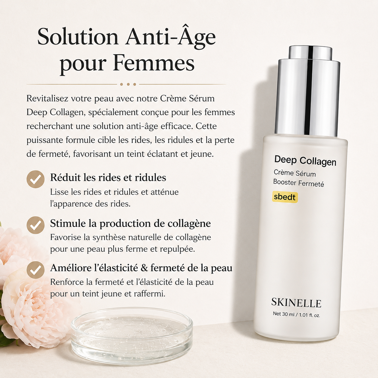 Skinelle – Sérum-Crème Anti-Âge au Collagène Profond