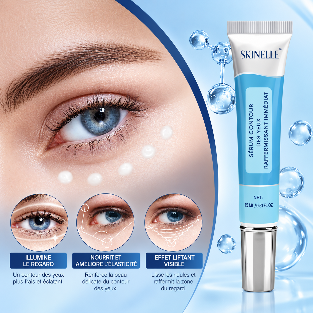 SKINELLE® Sérum Contour des Yeux Raffermissant à Effet Liftant