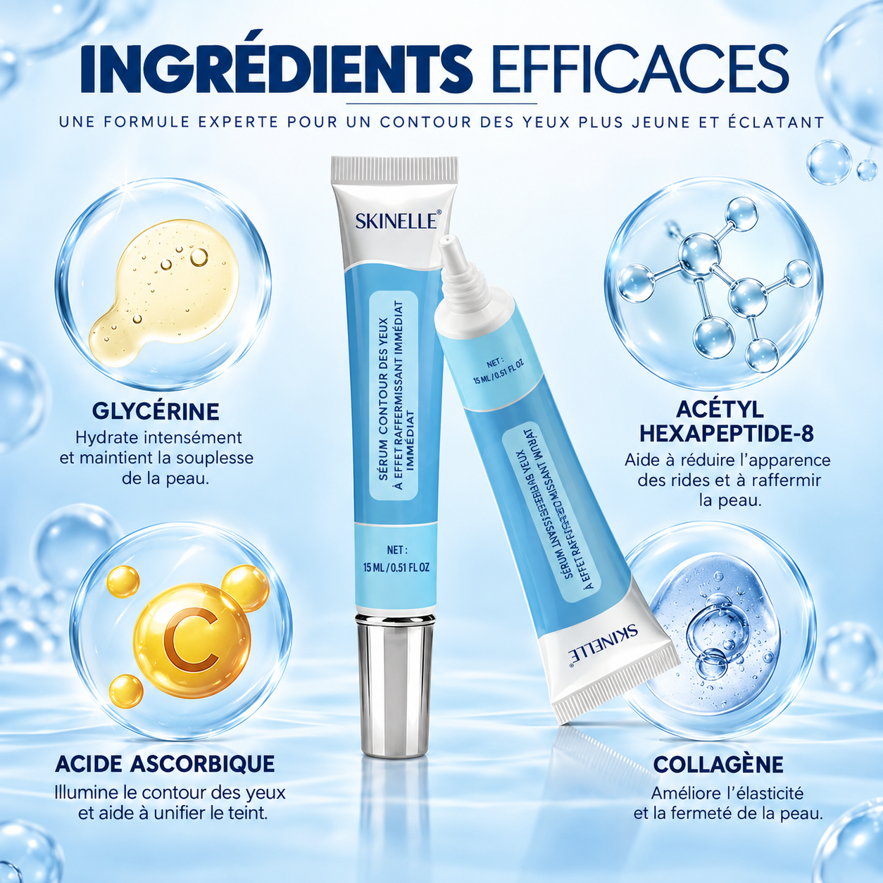 SKINELLE® Sérum Contour des Yeux Raffermissant à Effet Liftant