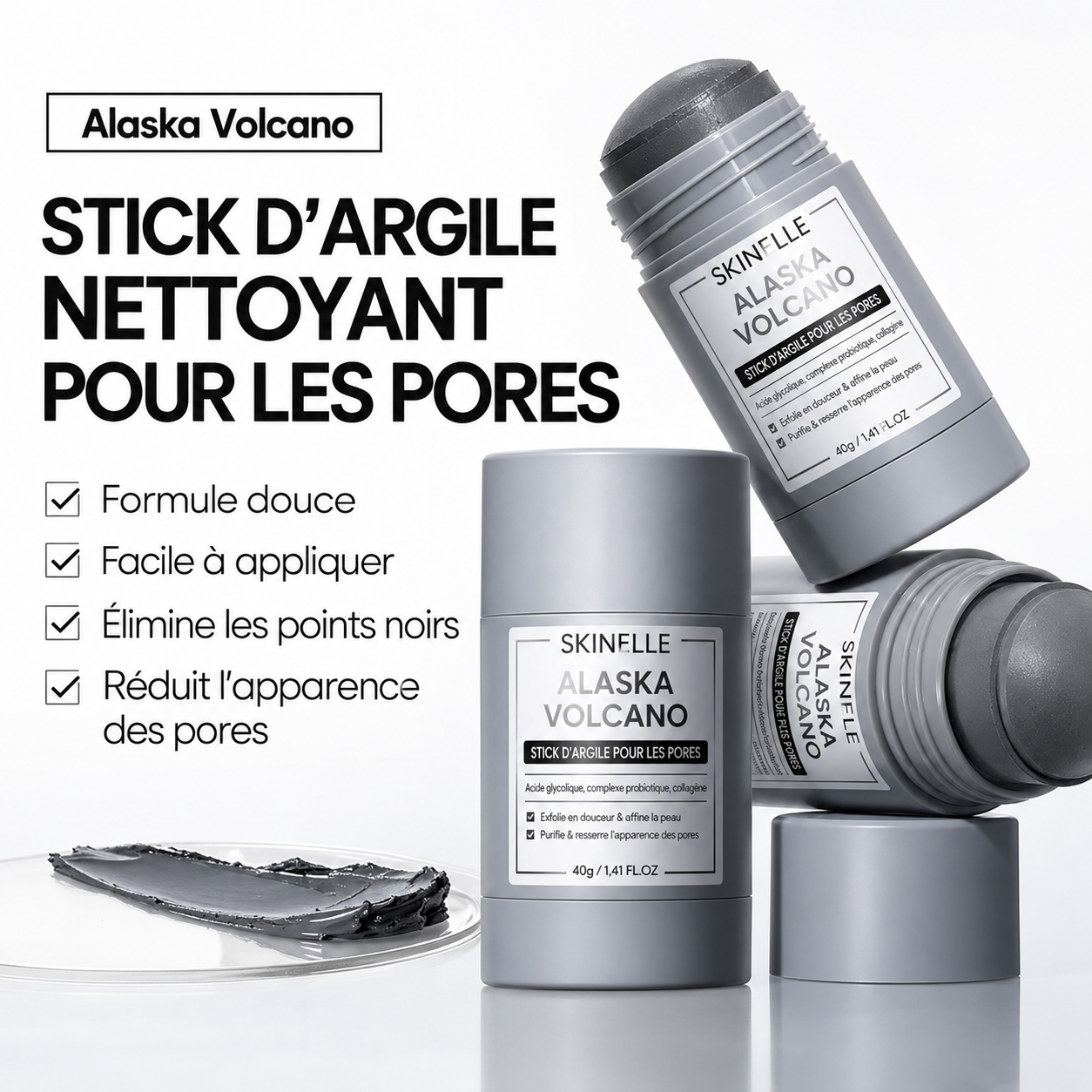 SKINELLE Stick d’Argile Purifiant pour les Pores