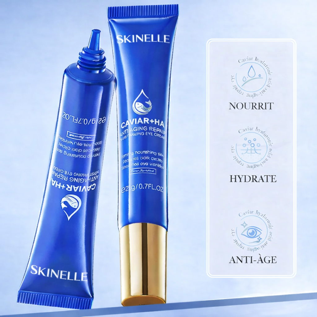 Crème Contour des Yeux Skinelle Caviar + Acide Hyaluronique – Anti-Âge & Réduction des Cernes (20g)